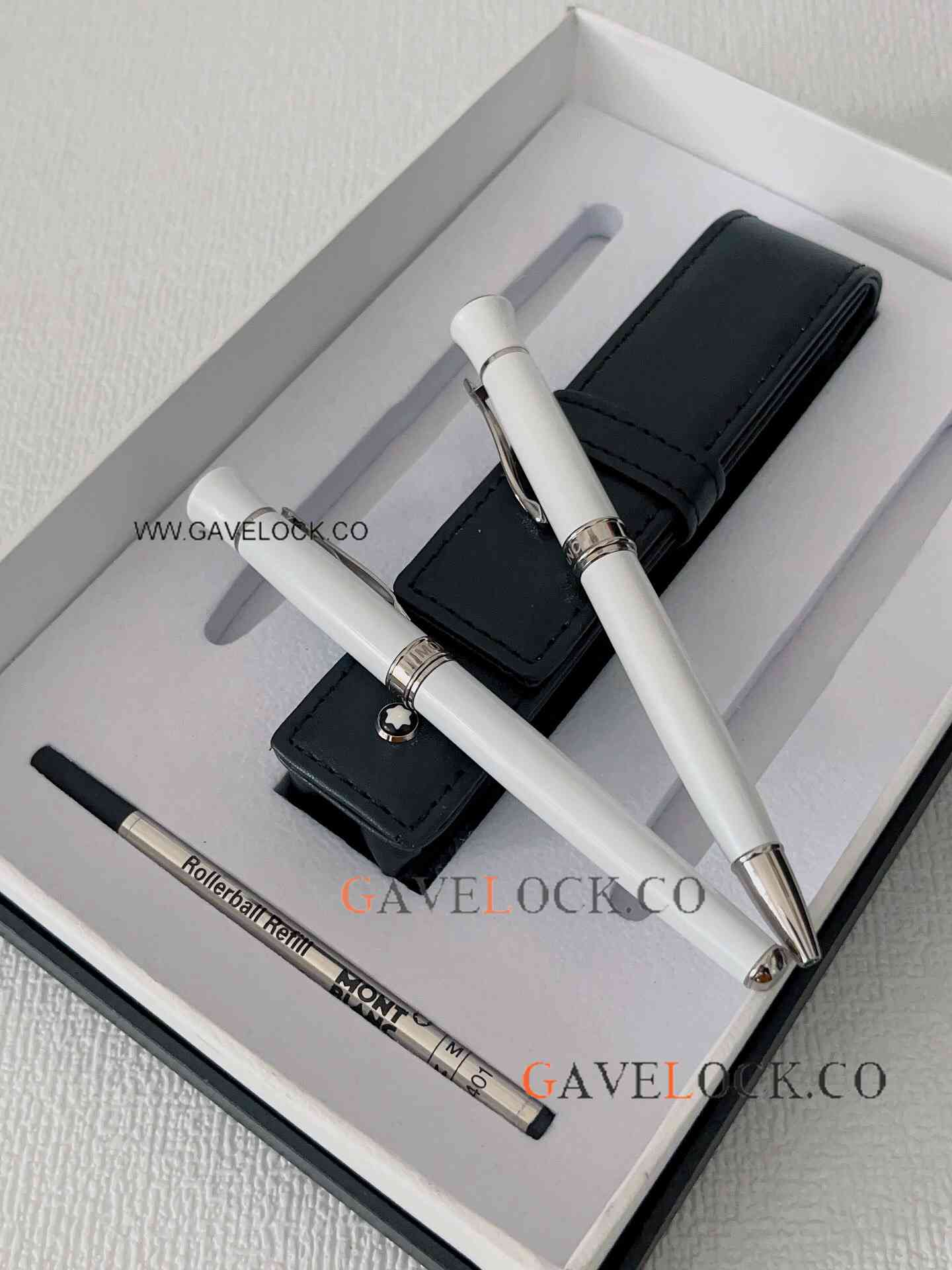 Best Quality Montblanc White Ballpoint-Rollerball-Refill and Pen holder Set - Click Image to Close